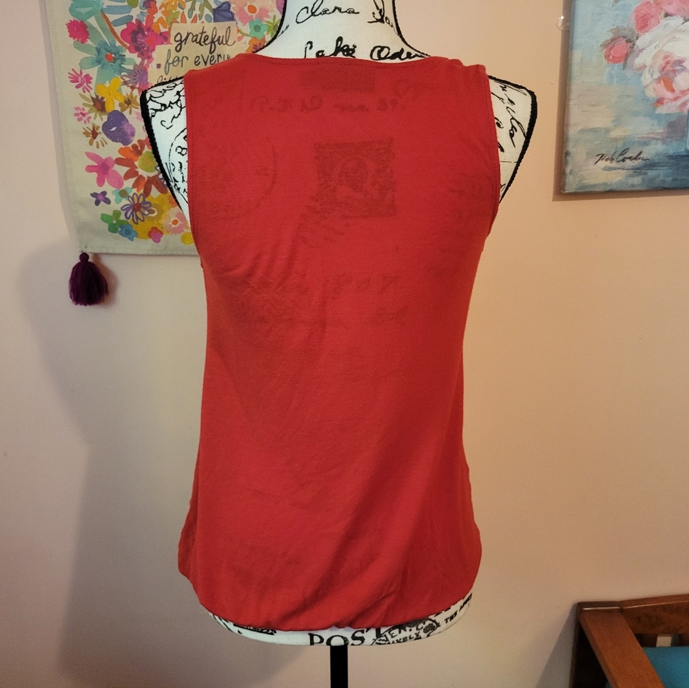 100% Modal The Limited Sleeveless Red Boho Top With Pockets, Elastic Hem, EUC XS - Picture 11 of 16